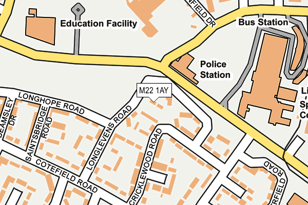 M22 1AY map - OS OpenMap – Local (Ordnance Survey)