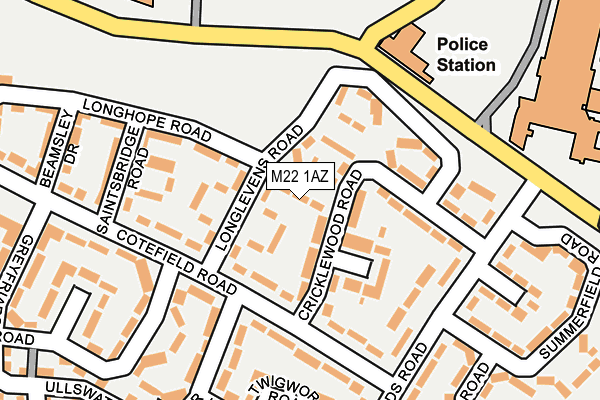 M22 1AZ map - OS OpenMap – Local (Ordnance Survey)