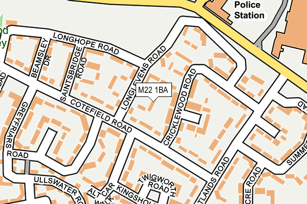 M22 1BA map - OS OpenMap – Local (Ordnance Survey)