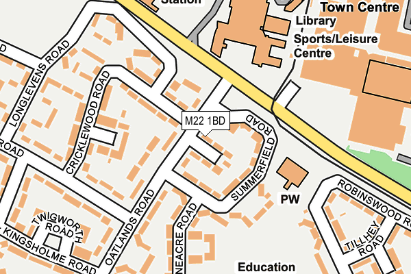 M22 1BD map - OS OpenMap – Local (Ordnance Survey)