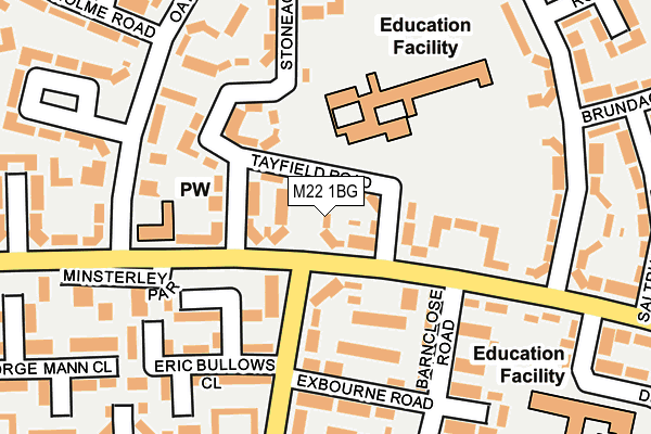 M22 1BG map - OS OpenMap – Local (Ordnance Survey)