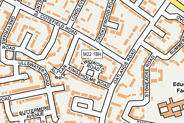 M22 1BH map - OS OpenMap – Local (Ordnance Survey)