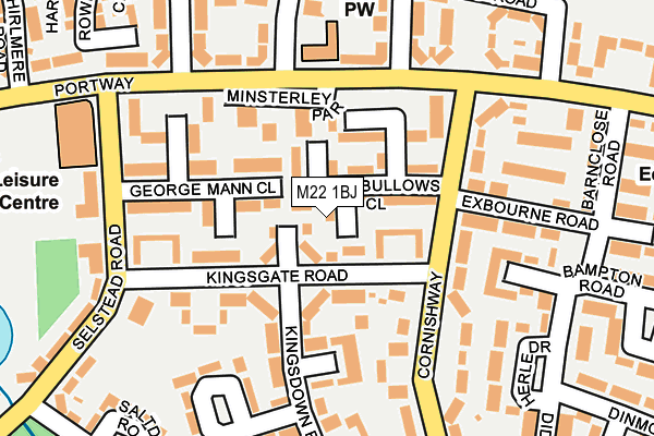 M22 1BJ map - OS OpenMap – Local (Ordnance Survey)