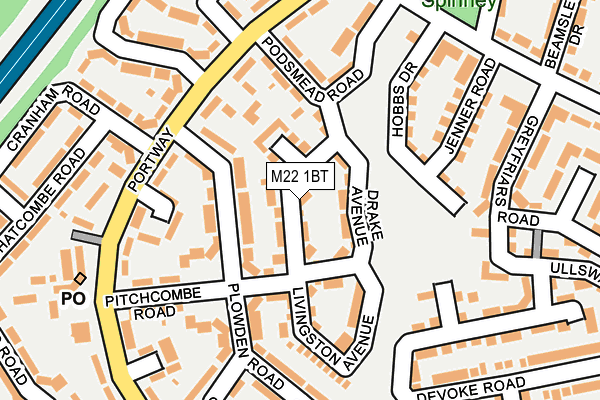 M22 1BT map - OS OpenMap – Local (Ordnance Survey)