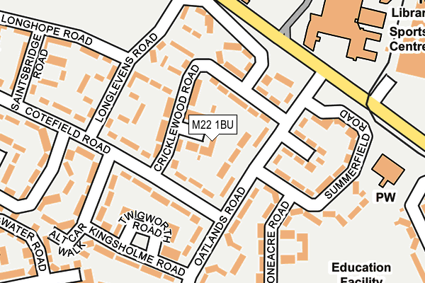 M22 1BU map - OS OpenMap – Local (Ordnance Survey)