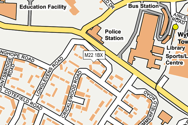 M22 1BX map - OS OpenMap – Local (Ordnance Survey)
