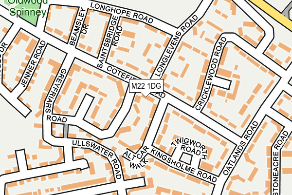 M22 1DG map - OS OpenMap – Local (Ordnance Survey)