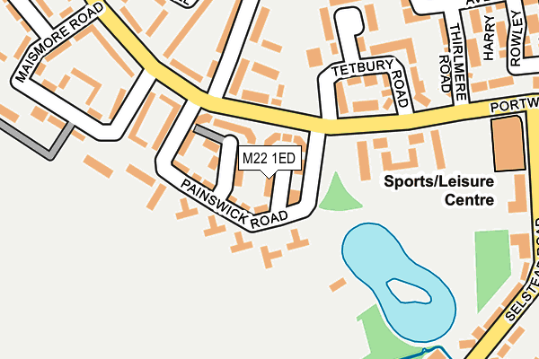 M22 1ED map - OS OpenMap – Local (Ordnance Survey)