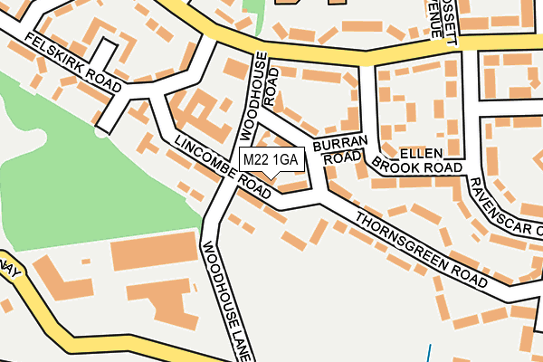 M22 1GA map - OS OpenMap – Local (Ordnance Survey)