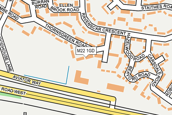 M22 1GD map - OS OpenMap – Local (Ordnance Survey)