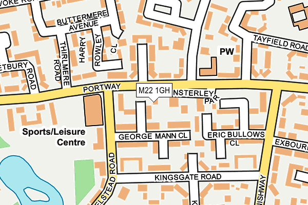 M22 1GH map - OS OpenMap – Local (Ordnance Survey)