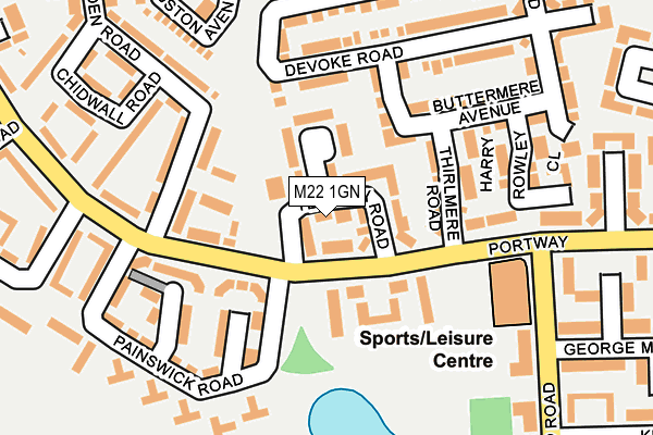 M22 1GN map - OS OpenMap – Local (Ordnance Survey)