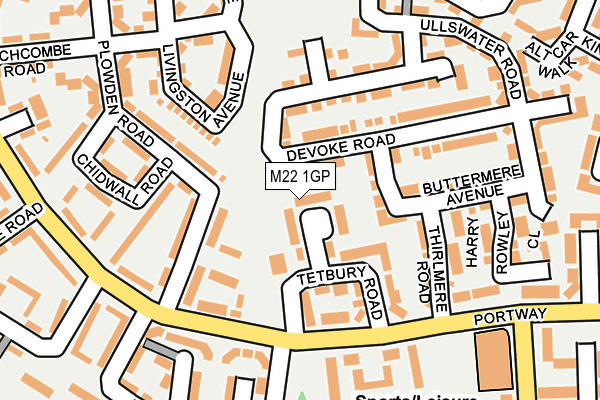 M22 1GP map - OS OpenMap – Local (Ordnance Survey)