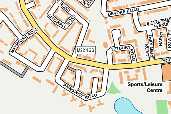 M22 1GS map - OS OpenMap – Local (Ordnance Survey)