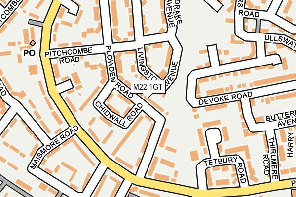 M22 1GT map - OS OpenMap – Local (Ordnance Survey)