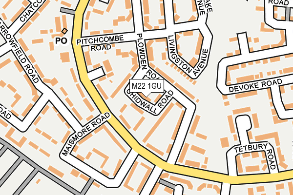 M22 1GU map - OS OpenMap – Local (Ordnance Survey)