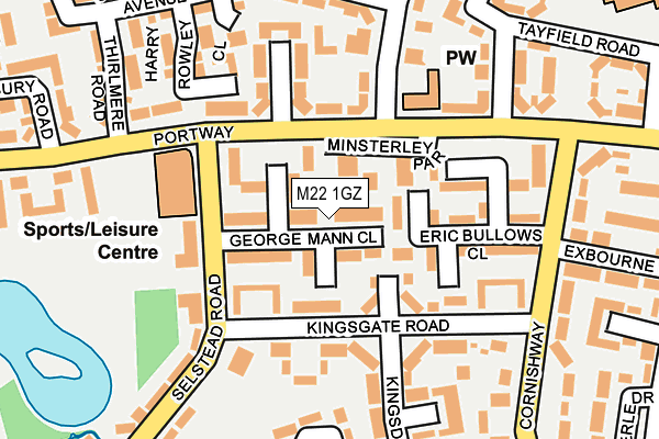 M22 1GZ map - OS OpenMap – Local (Ordnance Survey)