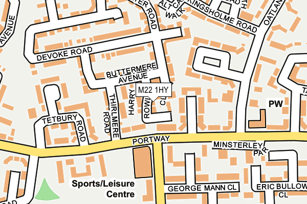 M22 1HY map - OS OpenMap – Local (Ordnance Survey)