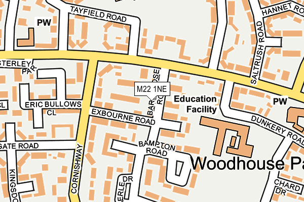 M22 1NE map - OS OpenMap – Local (Ordnance Survey)