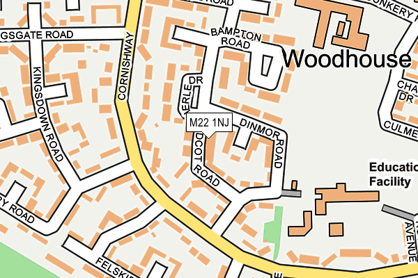 M22 1NJ map - OS OpenMap – Local (Ordnance Survey)