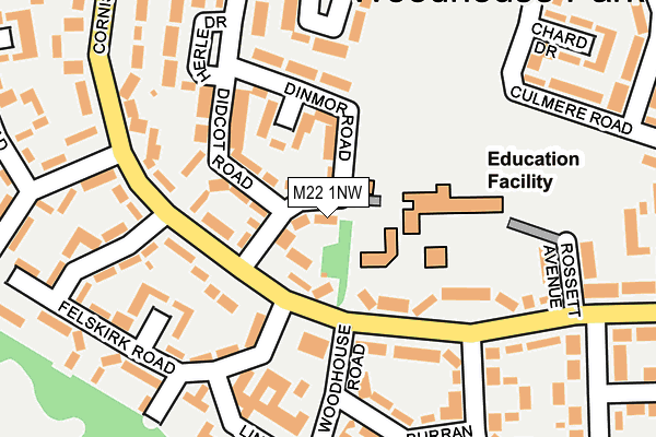 M22 1NW map - OS OpenMap – Local (Ordnance Survey)