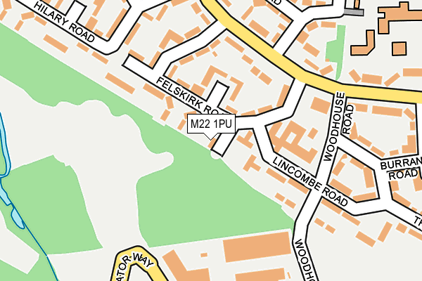 M22 1PU map - OS OpenMap – Local (Ordnance Survey)