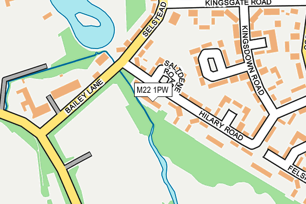M22 1PW map - OS OpenMap – Local (Ordnance Survey)