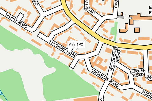 M22 1PX map - OS OpenMap – Local (Ordnance Survey)