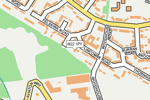 M22 1PY map - OS OpenMap – Local (Ordnance Survey)