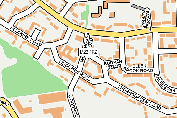 M22 1PZ map - OS OpenMap – Local (Ordnance Survey)