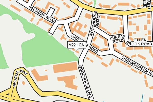 M22 1QA map - OS OpenMap – Local (Ordnance Survey)