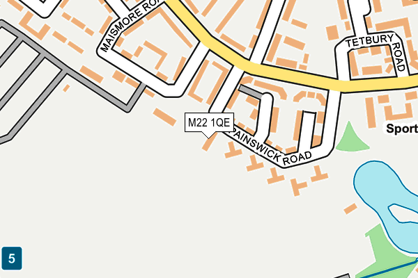 M22 1QE map - OS OpenMap – Local (Ordnance Survey)