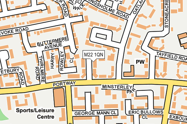 M22 1QN map - OS OpenMap – Local (Ordnance Survey)