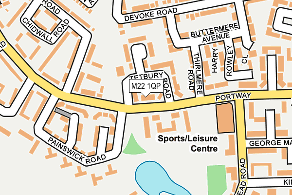 M22 1QP map - OS OpenMap – Local (Ordnance Survey)