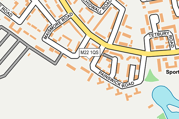 M22 1QS map - OS OpenMap – Local (Ordnance Survey)