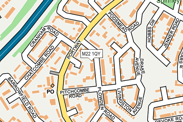 M22 1QY map - OS OpenMap – Local (Ordnance Survey)