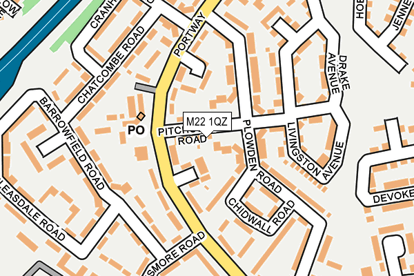 M22 1QZ map - OS OpenMap – Local (Ordnance Survey)