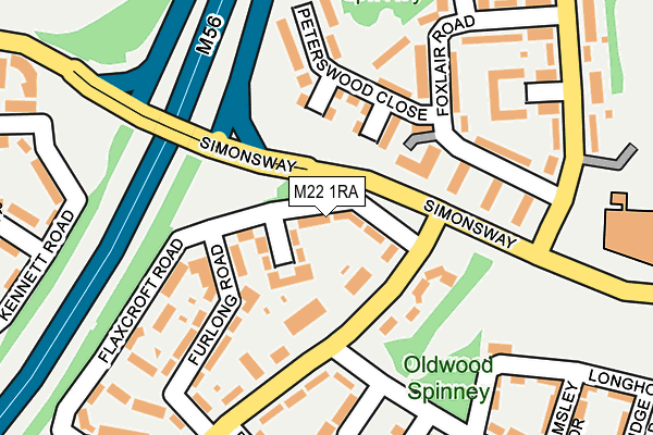 M22 1RA map - OS OpenMap – Local (Ordnance Survey)