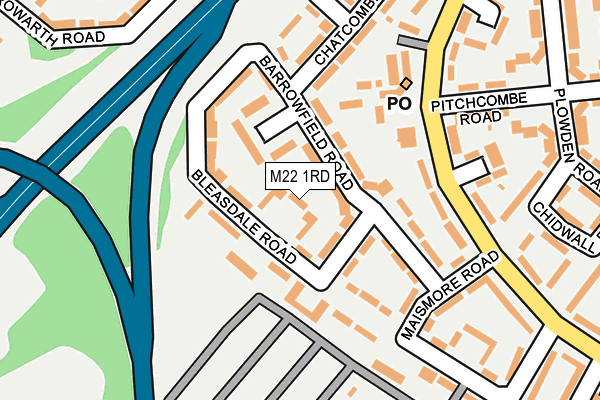 M22 1RD map - OS OpenMap – Local (Ordnance Survey)