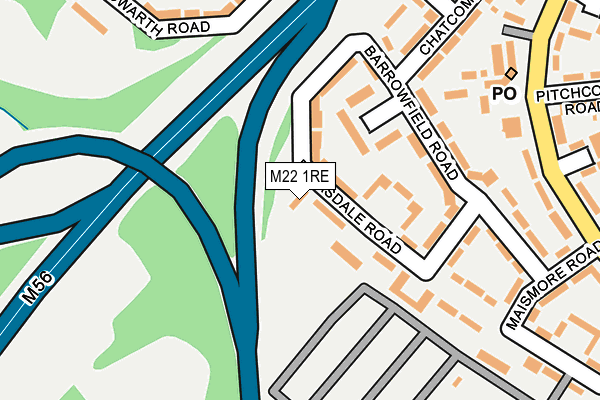 M22 1RE map - OS OpenMap – Local (Ordnance Survey)