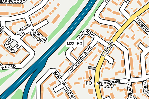 M22 1RG map - OS OpenMap – Local (Ordnance Survey)