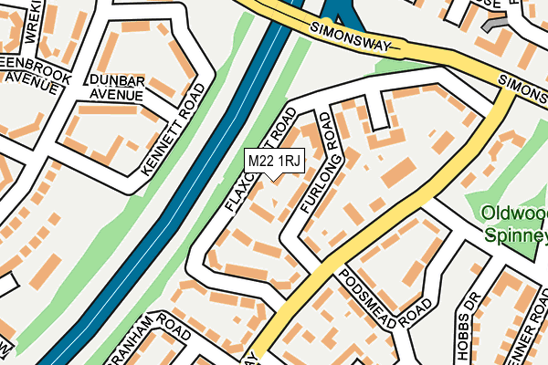 M22 1RJ map - OS OpenMap – Local (Ordnance Survey)