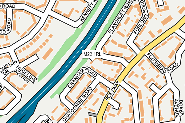 M22 1RL map - OS OpenMap – Local (Ordnance Survey)