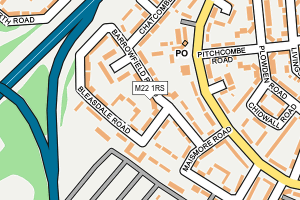 M22 1RS map - OS OpenMap – Local (Ordnance Survey)