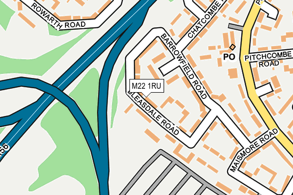 M22 1RU map - OS OpenMap – Local (Ordnance Survey)