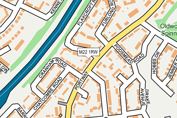 M22 1RW map - OS OpenMap – Local (Ordnance Survey)