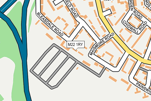 M22 1RY map - OS OpenMap – Local (Ordnance Survey)