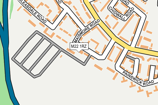 M22 1RZ map - OS OpenMap – Local (Ordnance Survey)
