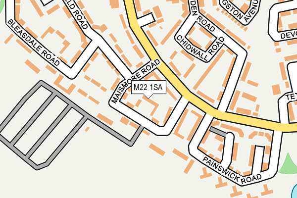M22 1SA map - OS OpenMap – Local (Ordnance Survey)