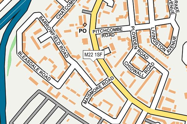 M22 1SF map - OS OpenMap – Local (Ordnance Survey)